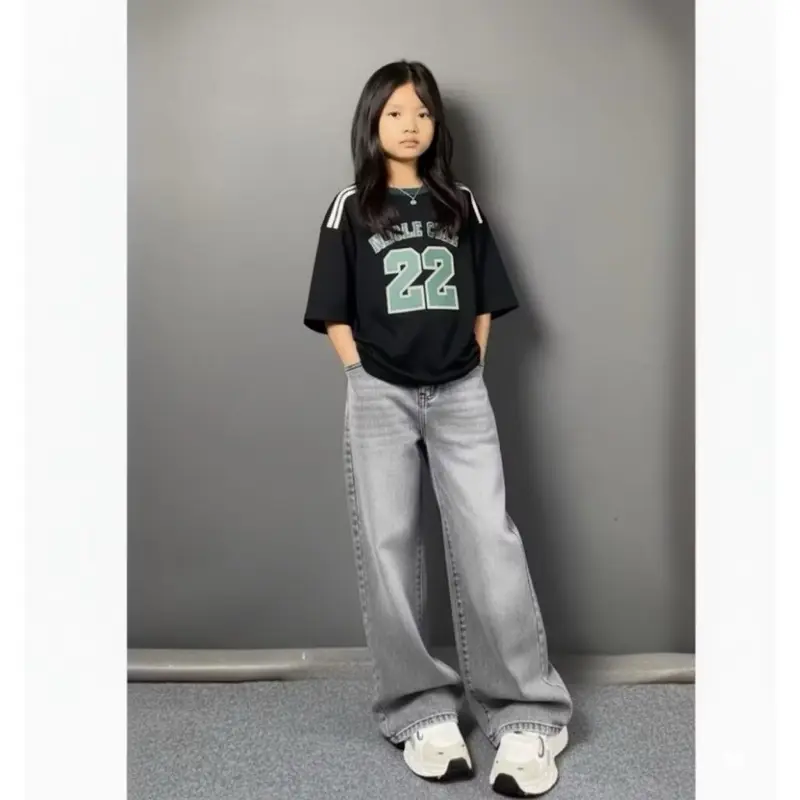 Celana Jeans Skena Anak Remaja Usian 8-14 Tahun Unisex Fashion Kulot Wishker