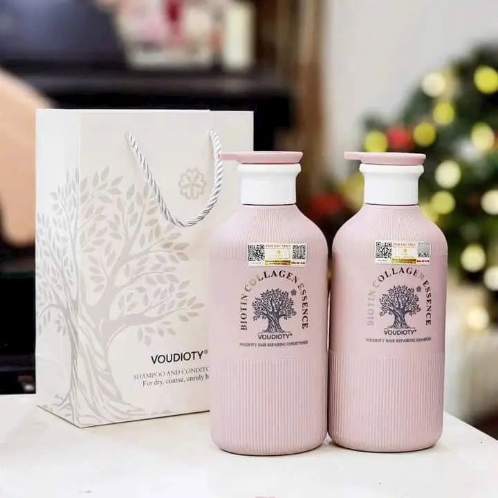 Cặp dầu gội xả 2chai hương nước hoa, phục hồi mềm mượt tóc óng ả giảm gãy rụng B.I.o.tin collagen Hồng 500ml