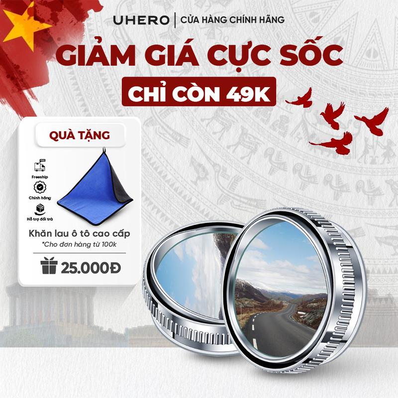 [TẶNG KHĂN] UHERO Cặp Gương Cầu Lồi Góc Rộng GCL01 Gắn Kính Hậu Ô Tô Xoay 360 Xoá Điểm Mù Sử Dụng Đế Hút Không Để Lại Vết Keo Khó Tẩy