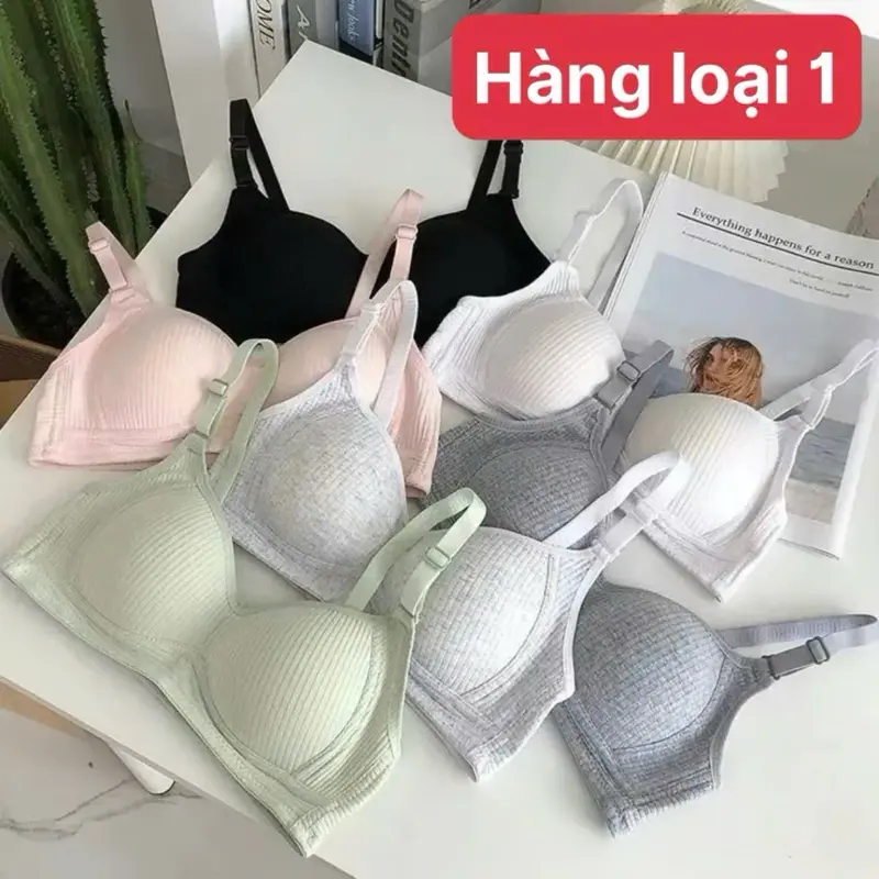 SÉT Áo lót NỮ SINH đệm mỏng cottonmềm mại may liền không xê dịch, bra không gọng thấm hút mồ hôi H35 Nhung áo lá
