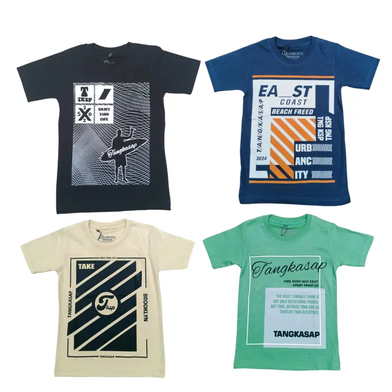 Promo 4pcs Kaos anak lengan pendek / Kaos anak motif kekinian unisex / Kaos anak premium Pakaian Fashion 8