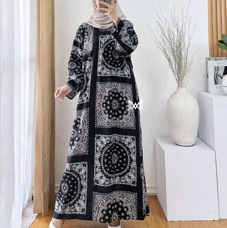 Daster Gamis Home Dress  Bumil Busui Rayon Viscose Longdress Muslim Nyaman Motif Panjang miranda 4