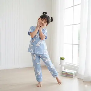 Piyama Anak Premium Untuk Usia 1-10 Tahun Bahan Adem Tanpa Kerah