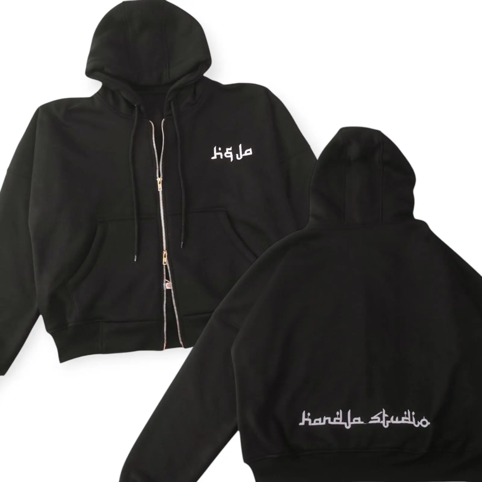 Boxy Double Zip Hitam / Zipper Hoodie Boxy / Zipper Boxy / Zipper Boxy 280gsm / Zipper Heavyweight / Hoodie Tebal Uniseks