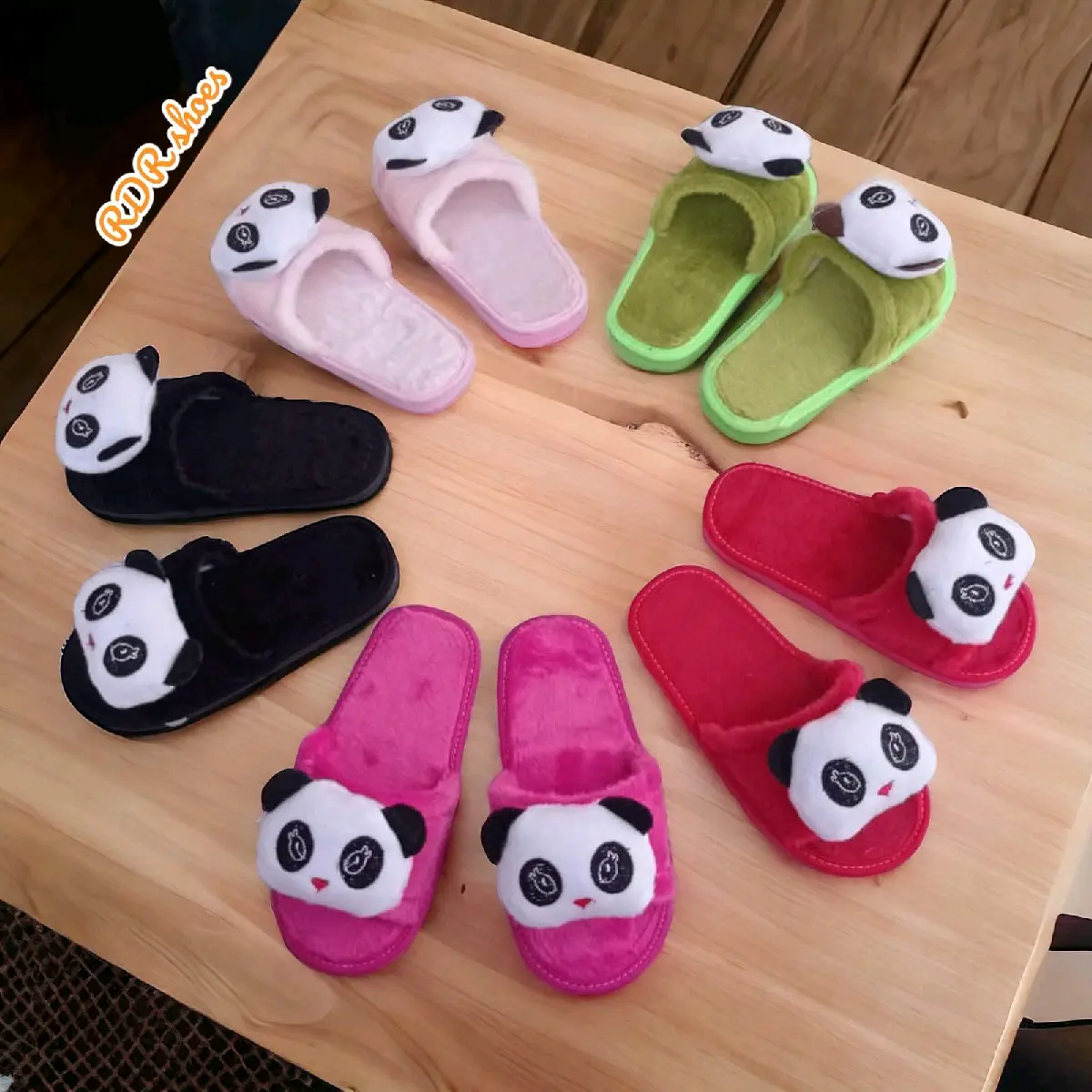 sandal rumah anak full bulu boneka panda lucu
