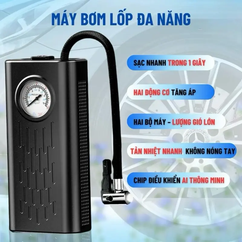 (Loại 1) Máy Bơm Khí Không Dây Cầm Tay Sạc USB Ngắt Tự Động Thích Hợp Cho Lốp Xe Đạp Ô Tô Bóng Theo Dõi Áp Suất Lốp An Toàn Hiệu Quả