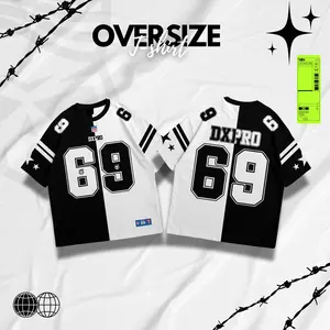 DXPRO APPAREL T-Shirt Oversize DXPRO 69 Strip Combine Hitam Putih Katun 20s Unisex Big & Tall Lengan Pendek U Neck Original