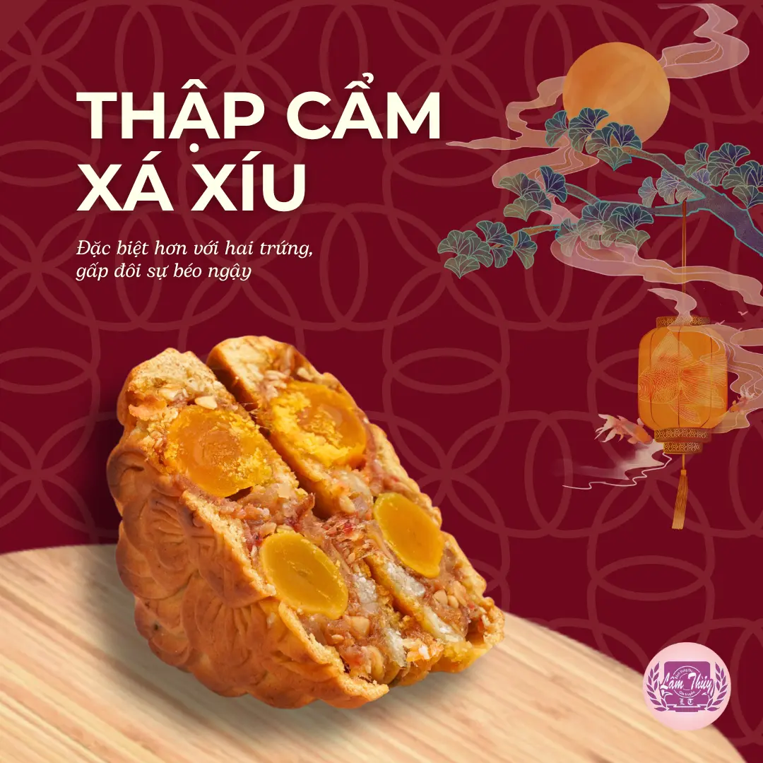 Bánh trung thu nướng Thập cẩm các vị nướng Lâm Thủy - 0 trứng, 1 trứng , 2 trứng 160gr- 200gr