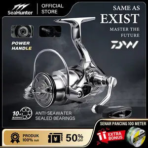[OFFICIAL]SeaHunter DW EXIST Max Power Handle Reel Pancing SW Saltwater Metal High Quality Spinning Fishing Reel 10+1BB 5.5:1 ,6.3:1 Gear Ratio (Max Drag 18kg) 1500 2500 3500 4000 Size reel seasir dw Laut ikan Roda#Seasir