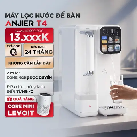 Máy lọc nước bù khoáng nóng & lạnh để bàn ANJIER T4 Diệt Khuẩn UVC, Bổ Sung Khoáng Chất Strontium.