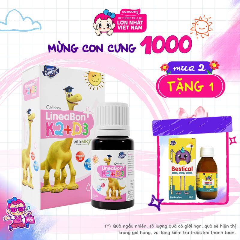 Vitamin giúp bé tăng chiều cao Lineabon K2+D3 15ml