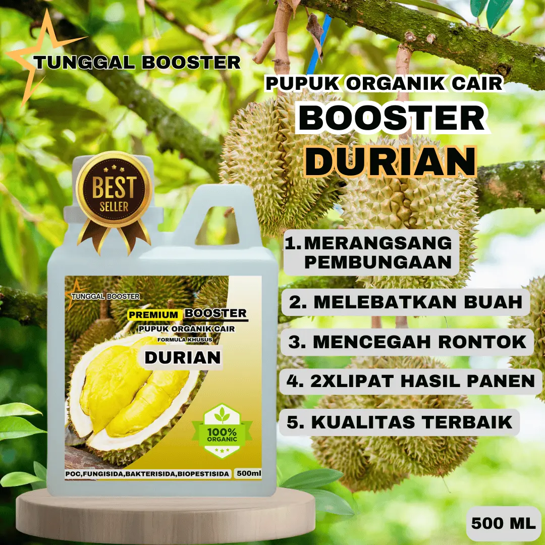 Pupuk Organik Cair Tanaman Durian Booster Pelebat dan Perangsang Buah Durian Premium Organik Kemasan 500ml