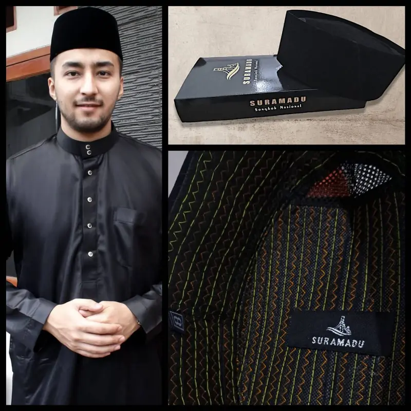 Peci Songkok Kopiah Hitam AC Suramadu Fashion Muslim Pria Dewasa Nyaman 0