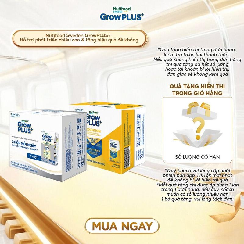   MIX DÒNG  Combo 2 Thùng 24 hộp Sữa bột pha sẵn Nutifood GrowPlus+ 110ml  1 thùng Cao lớn vượt trội Bạc + 1 thùng Colostrum Lactoferrin  - Link chính 