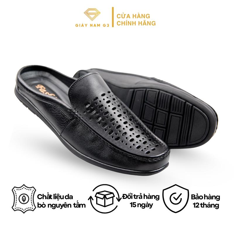 [GiaynamG3xCuDoanh] Sục Hè Nam Da Bò Đục Lỗ Thoáng Khí GN-38 Thoáng Như Đi Dép, Đế Cao Su Đúc Nguyên Khối [Tặng 1 Đôi Tất Trơn]