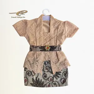 (BEST SELLER RUMAH KEBAYA ERA) Setelan Kebaya Kutubaru Bayi & Anak Perempuan Lengan Pendek DENGAN LAPISAN FURING + Rok Batik Pendek | Size XS–XXXL