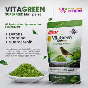 NASTAR VitaGreen Power DEXTRO87 Voer HIJAU Berkelas dengan Nutrisi Tinggi & Serat Alami untuk Suara Burung Nyaring dan Bulu Berkilau