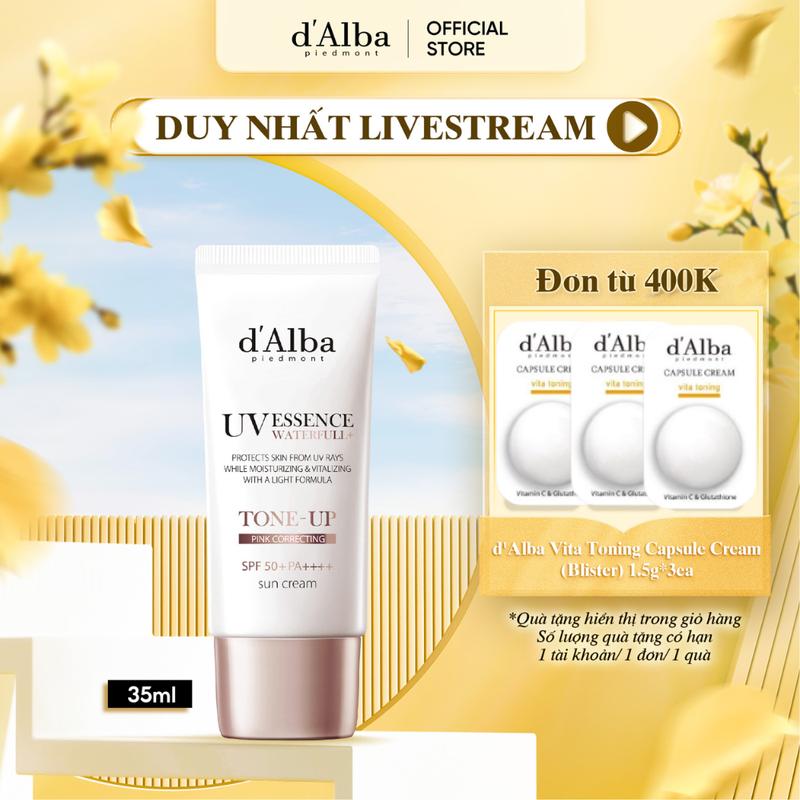   Live  Kem chống nắng thuần chay d'Alba Waterfull Tone-Up Sun Cream SPF50 + PA + + + + 35ml -Dành cho da khô hỗn hợp Skincare 