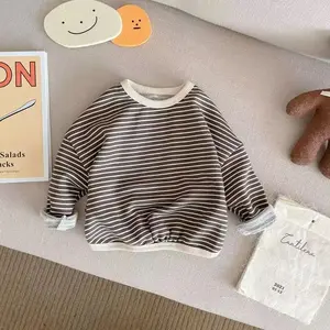 Brownieground Baju Sweater Fashion Anak Laki Laki Dan Perempuan Motif Garis Cream Coklat Usia 6 Bulan - 5 Tahun