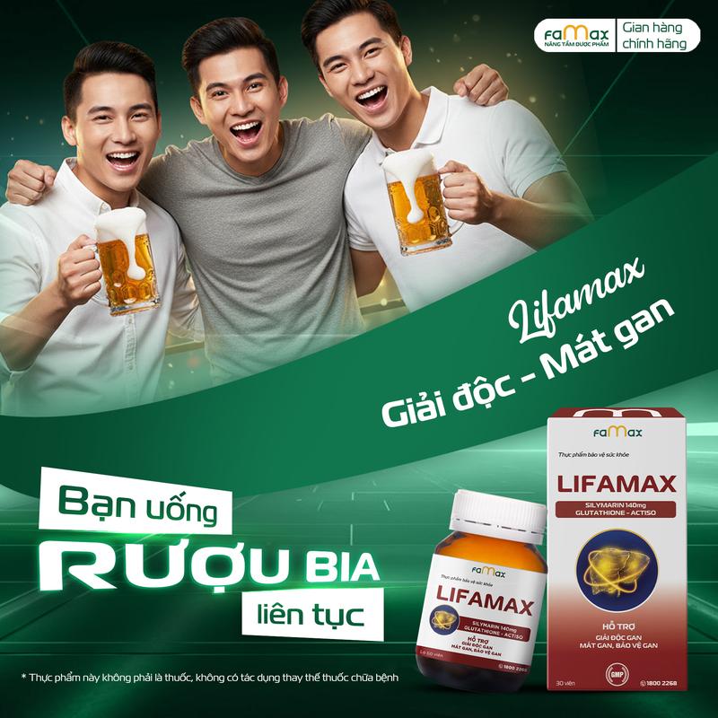 Viên Giải Độc Gan Lifamax FAMAX - TPBVSK Hỗ Trợ Mát Gan Bảo Vệ Gan Do Rượu Bia Liên Tục