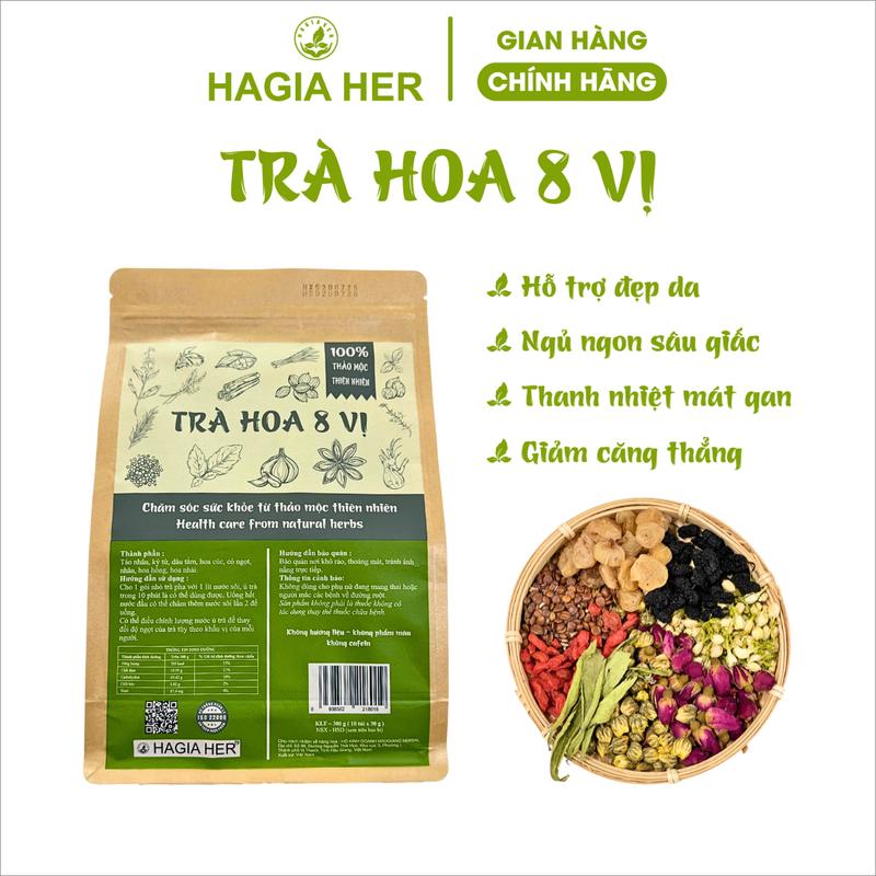  Thảo Dược Hậu Giang - Trà Hoa 8 Vị - Set 10 Gói 300 Gram - Đẹp Da Ngủ Ngon 