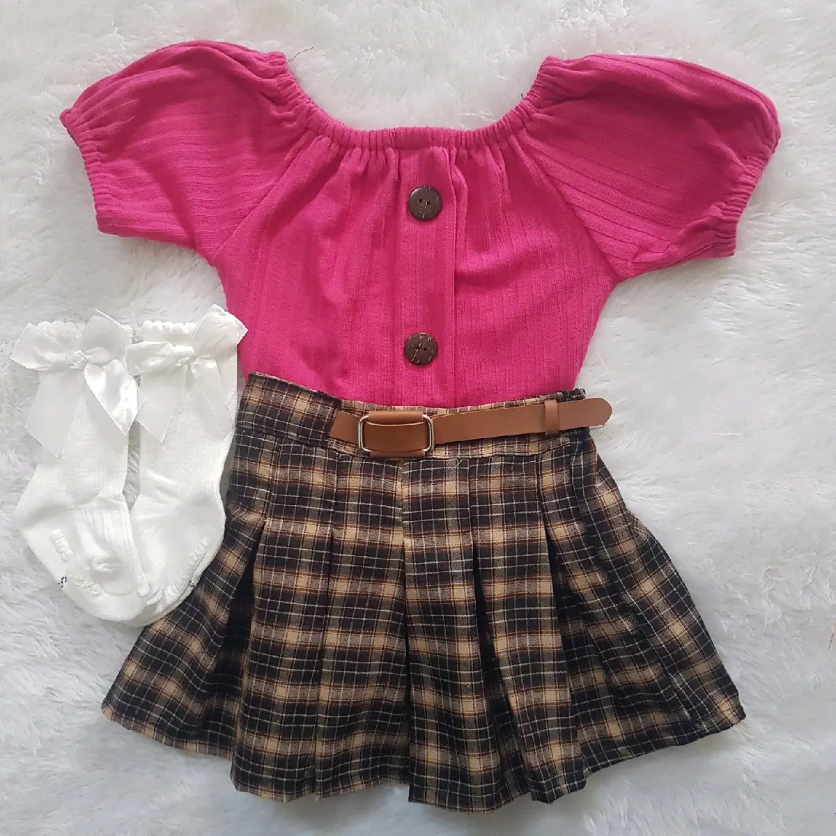 Baju Bayi Greta Belt set Rok atasan gemas bayi