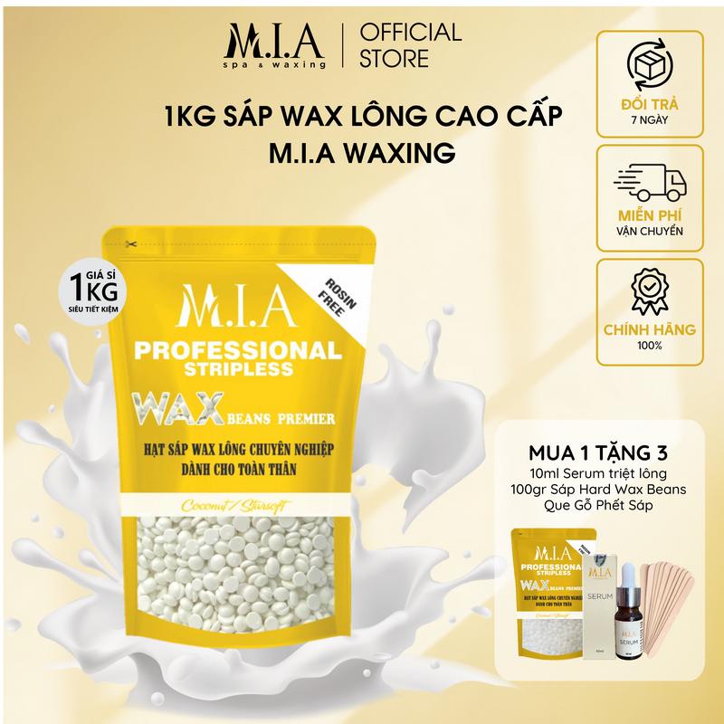Tặng 100gr Sáp + 10ml Serum 1kg Sáp Wax Lông Cao Cấp M.I.A WAXING Starsoft trong suốt cho da nhạy cảm và bikini