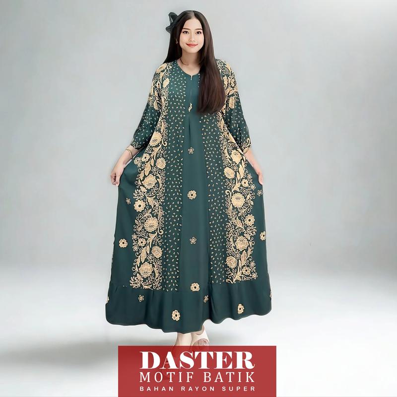 Daster Batik model gamis, midi, lengan pendek 1