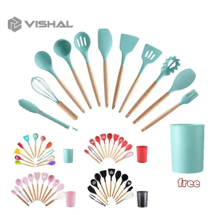 Sutil silikon Spatula Silicone sodet Alat Masak set 12pcs / VS