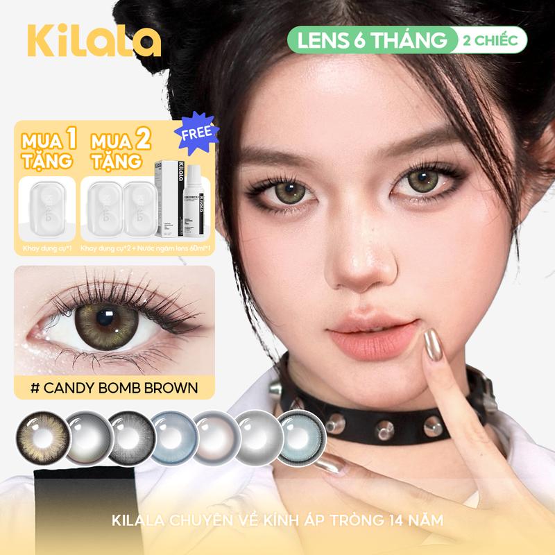 1 cặp kính áp tròng 6 tháng DIA 14.0-14.5mm độ cận 0-7 lens mềm mại màu sắc xinh đẹp nổi bật chất phong cách cosplay lens không thể thiếu vào lễ hội Halloween 0