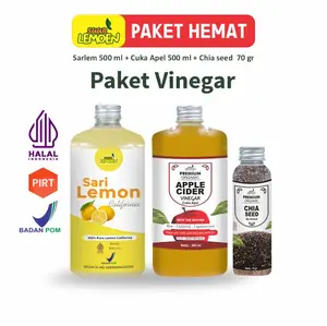 SUUR LEMOEN Paket Cuka Apel 500 ml Sari Lemon 500 ml Chia Seeds 70gr