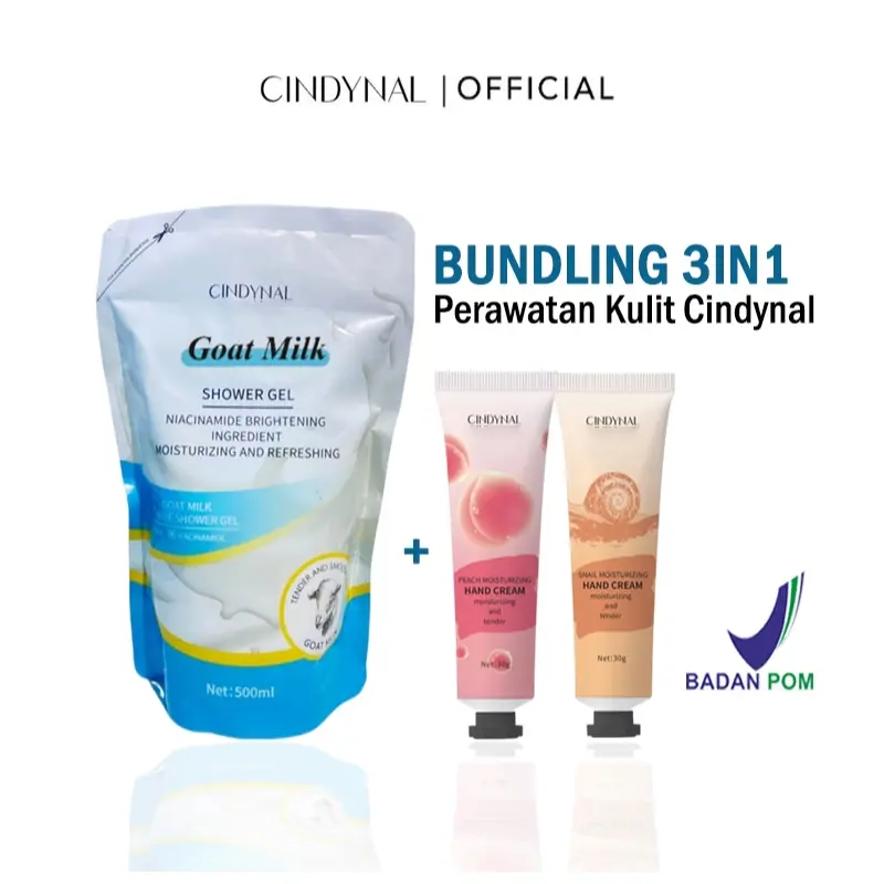 [Bundle BPOM CINDYNAL Refill Goat Milk Sabun Cair Pemutih Badan Hand  Cream Moisturizing Default