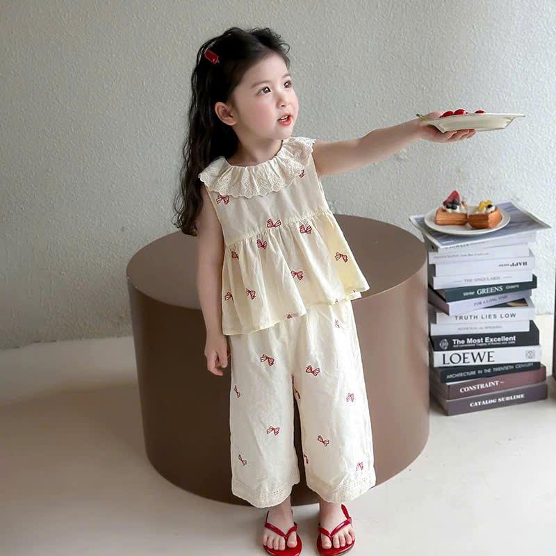 Bộ quần áo cho bé gái set áo sát nách bèo tầng phối quần dài siêu xinh quần áo mùa hè tiểu thư cho bé NƠ