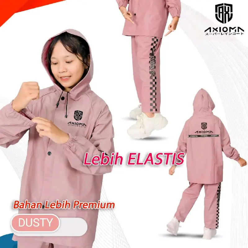 AXIOMA Jas Hujan ANAK Laki-Laki & Perempuan Hitam Bahan PVC Premium Super Tebal Elastis Anti Rembes Setelan Baju & Celana Size XS-XXL 6