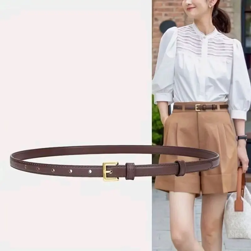 Ikat Pinggang Kulit Gesper Paduan Kulit PU Ramping Modis untuk Gaun Jeans import Sabuk Elegan