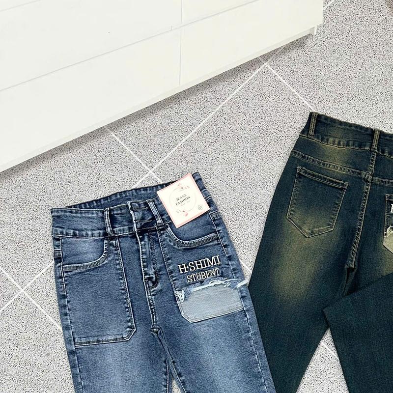  QUẦN JEAN NỮ HUỲNH NGA STORE DÀI ÔM 2 NÚT CÓ THIẾT KẾ TÚI RÁCH THÊU TÚI TRƯỚC SAU QUẦN 