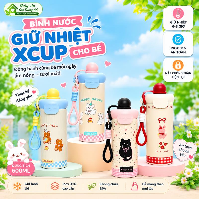 { mở bán} Bình giữ nhiệt NÓNG - LẠNH núm tròn 600ML inox 316 cao cấp, họa…
