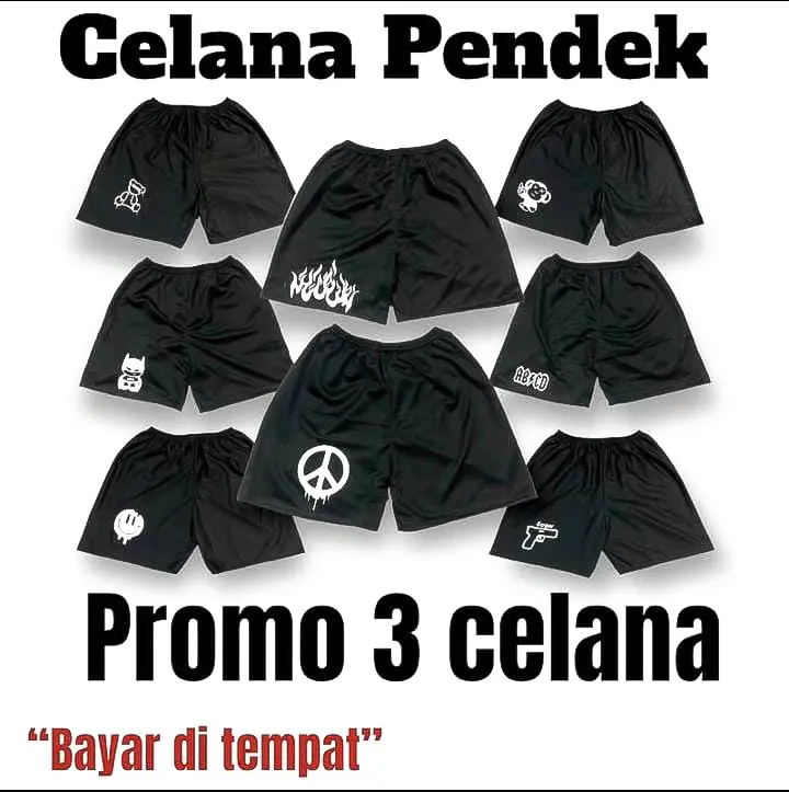 Celana boxer Paket 30RB dpt 3pcs. Celana Pria & wanita. Celana Motif Rndom Santai Fit Hitam Kain Kantong Lembut Keren