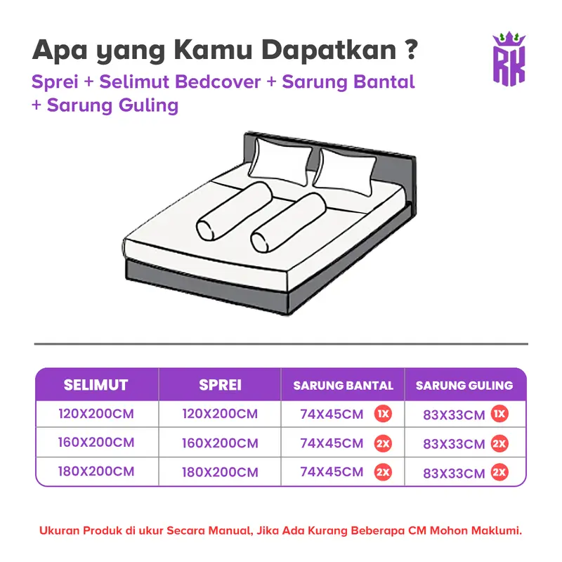 RAJA X CICIBARBAR - Set Bedcover Sprei Sarung Bantal Guling Set Selimut Seprei Sarguntal Kain Microtex Bed Cover Set Aneka Motif 5