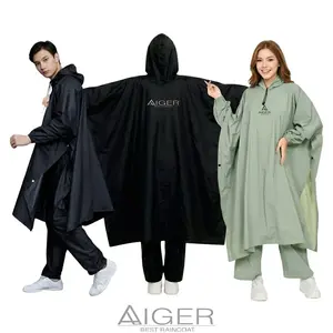 AIGER Jas Hujan Ponco & Stelan Ponco Celana Mantel Hujan Kelelawar Ukuran Jumbo Bahan PVC Tebal Elastis Anti Rembes Anti Jebol Raincoat Termurah