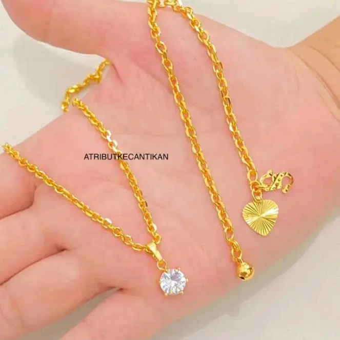 Set kalung dan gelang nuri polos titanium motif CXDFR lapis emas anti karat926 Kulit Perhiasan