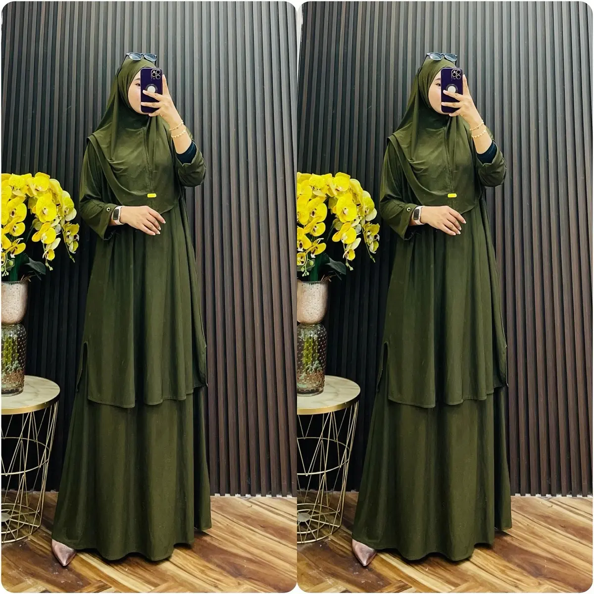 One set rok set hijab wanita Jersey premium