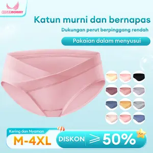 ANGEL MOMMY Celana Dalam Bersalin Katun Peregangan Mulus CD Pinggang Rendah 20020 Hamil Ibu Bumil Wanita Busui Putih Premium Spandex