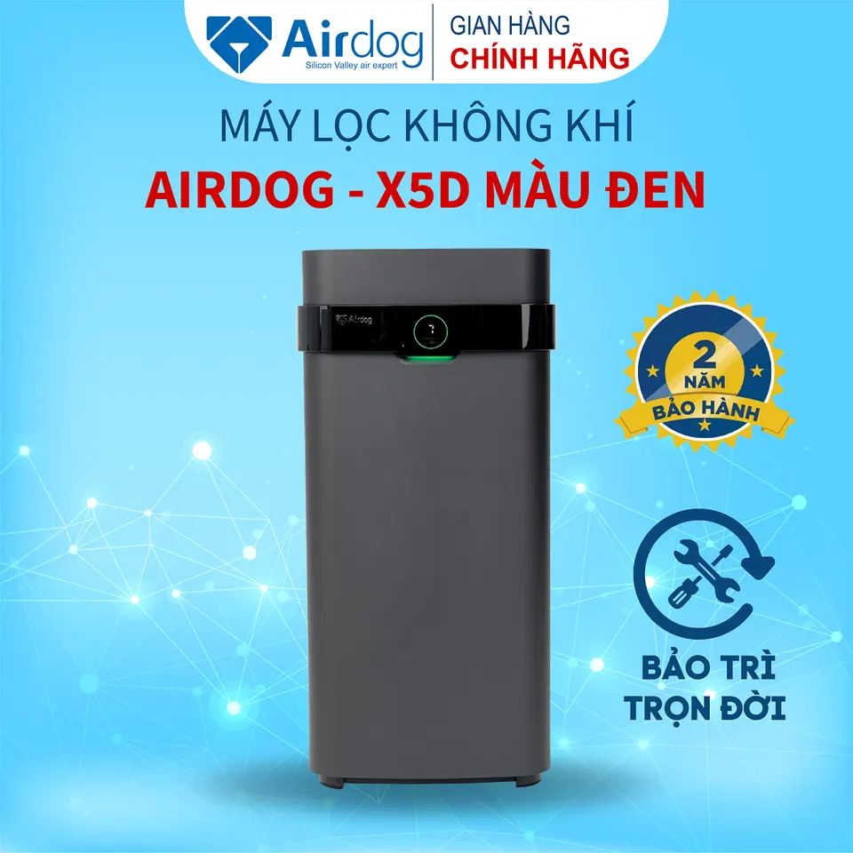 Máy lọc không khí gia đình AIRDOG X5D màu đen - Phạm vi lọc 60m2 - Bảo hành chính hãng 24 tháng