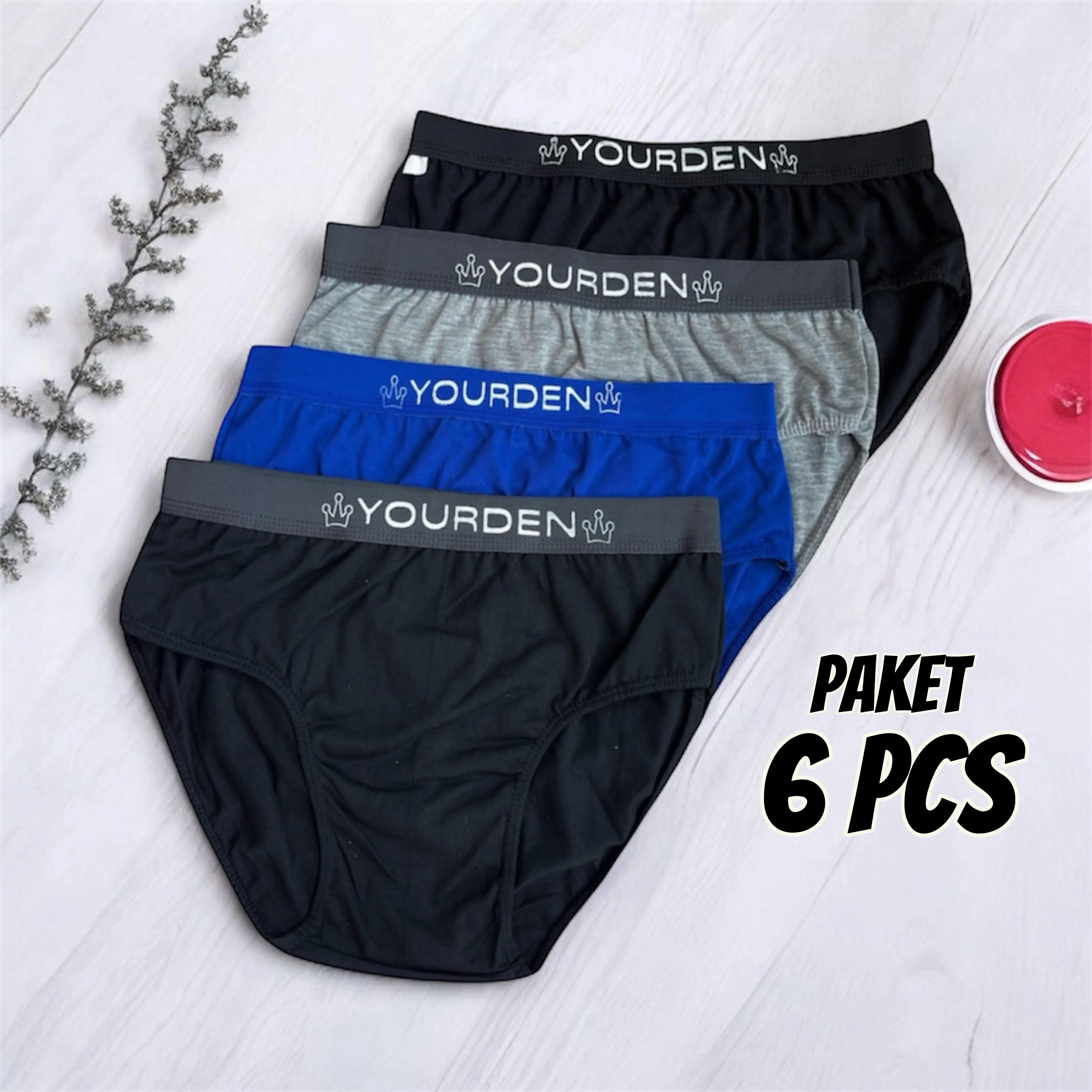 Paket 6 Pcs Celana Dalam Pria Dewasa Boxer Segitiga Daleman Cowok Sempak Laki Laki Remaja Bahan Katun Pendek Desain Simpel dan Praktis untuk Penggunaan Sehari-hari