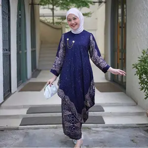 KINNAS Freya One Set Kurung Melayu Bahan Viscose dengan Rok Lilit Batik Elegan Setelan Batik Mewah
