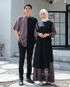 Safiya Dress Couple Baju Sarimbit Pasangan Bahan Sabrina Koko Kemeja Gamis Muslim Desain Sarimbit Pasangan