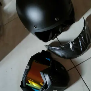 Helm Goggle Mask Retro Dewasa Pet Aksesoris Motorcycle helm setengah wajah visor silver perlengkapan pelindung bogo