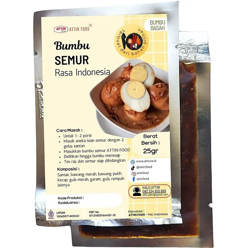 Bumbu Semur Instan Organik 25gr Attin Food Bumbu Masak Praktis
