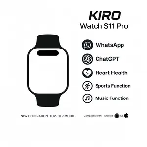 KIRO WATCH S11 Pro Smartwatch Olahraga dengan Layar HD 2.08" IP67 Waterproof Bluetooth Android iOS Anti-Carsickness 1000+ Faces Free Download Kompatibel dengan WhatsApp Chat dan NFC Akses Jam Tangan Pintar